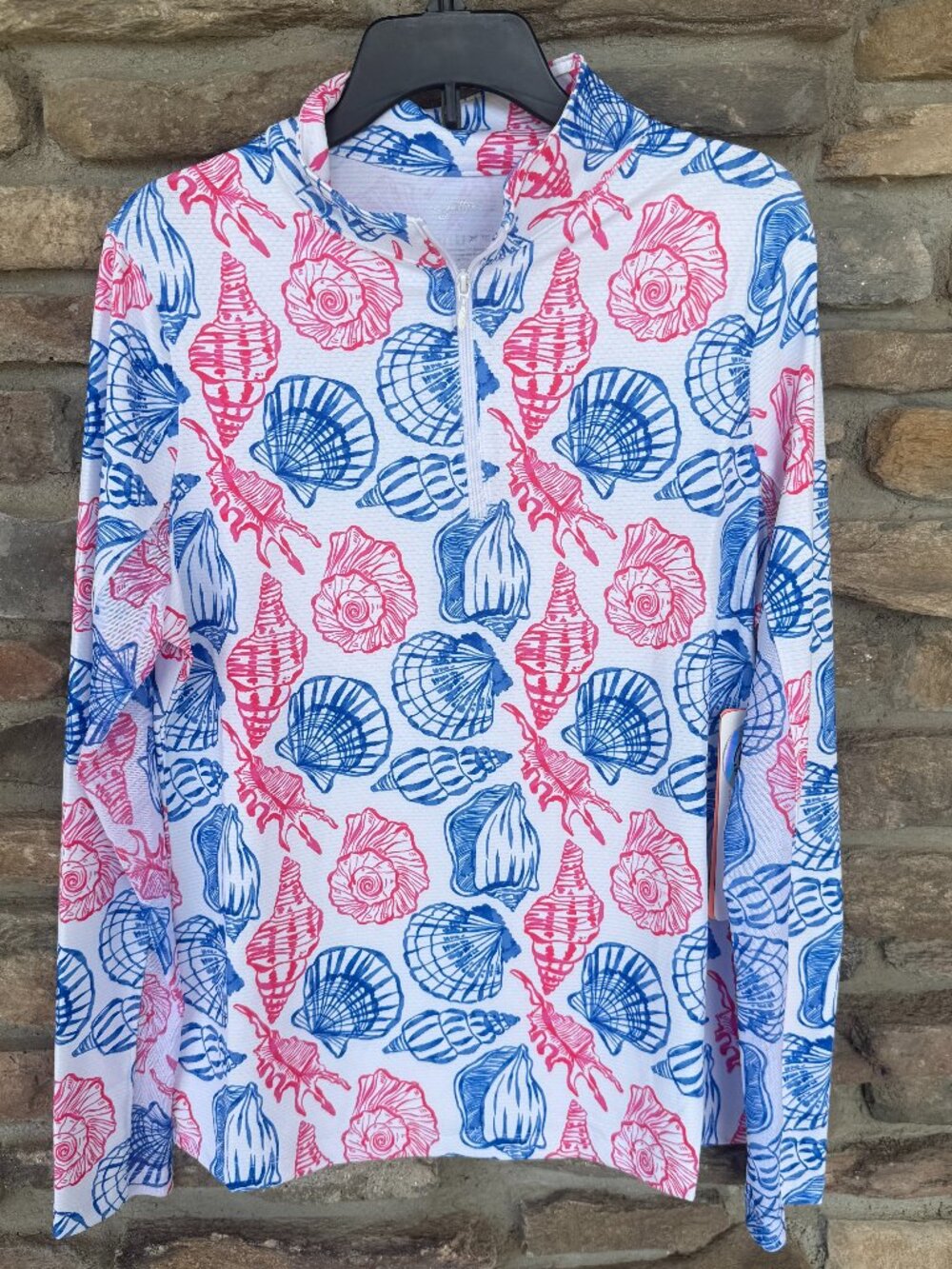 GOTTEX Mock Neck Half Zip Jacket  Women's Small Seashells LS NWT
